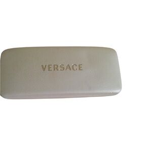 Versace white with gold logo leather hard shell sunglasses eyeglasses case